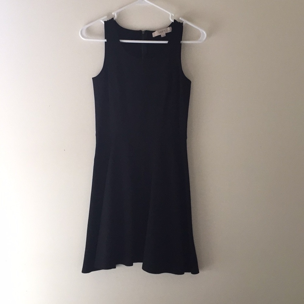 Black sleeveless fit and flare zipper back dress